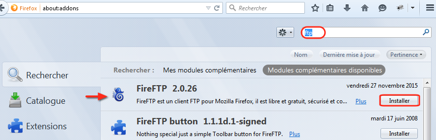 FireFTP-Recherche module FTP
