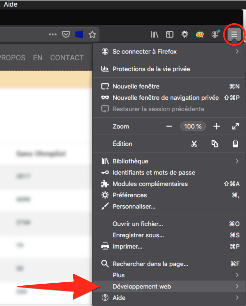 Développement web sur Firefox
