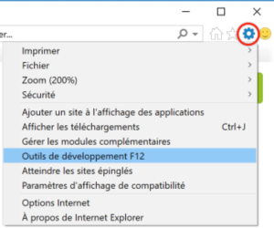 Outils de développement sur Internet Explorer